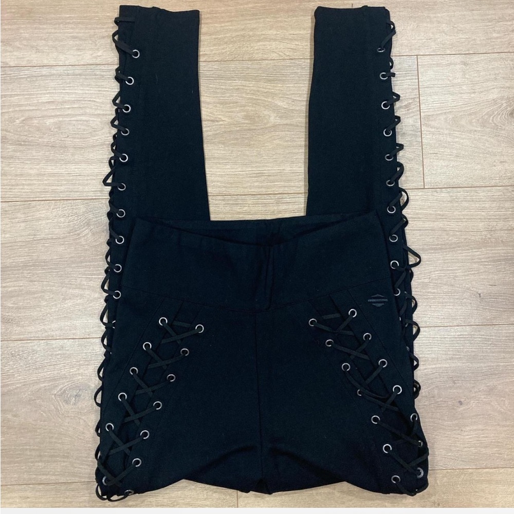 🖤Harley Davidson Stylish Black Lace-Up leggings small